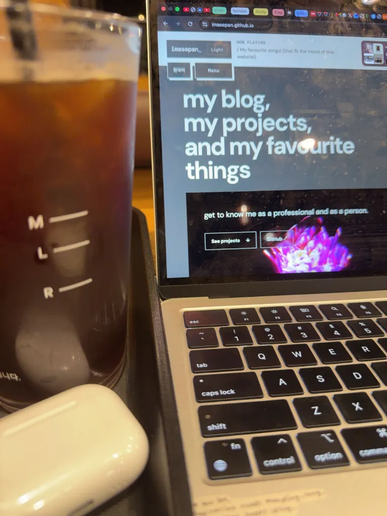 Working on my website at a cafe