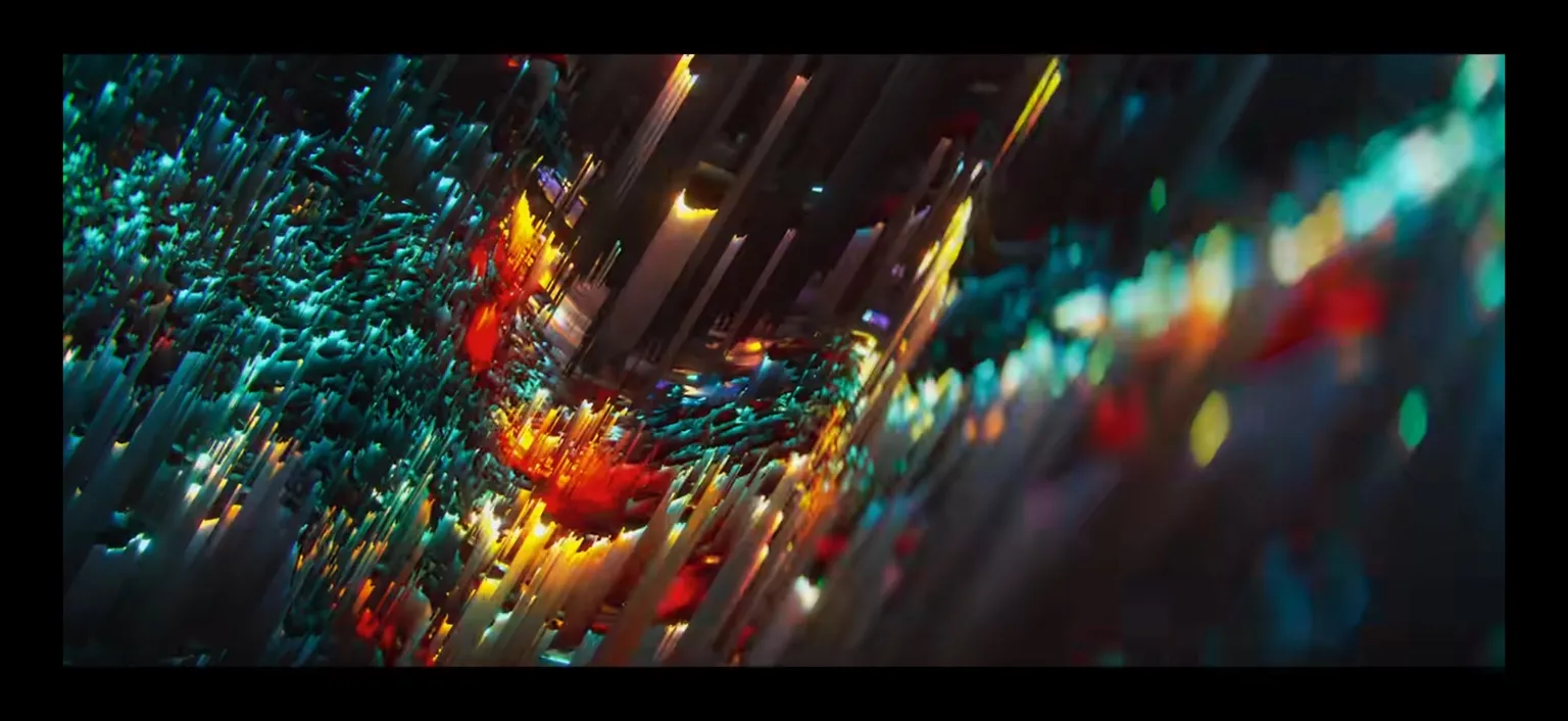 Glitch artwork in cool colors